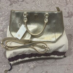 NWT- Tory Burch Gold Handbag